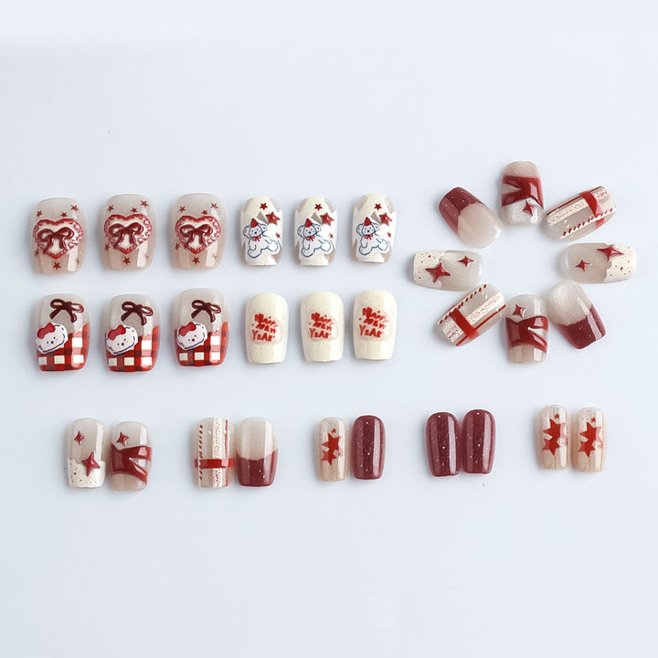 Festive Winter-Themed Press-On Nails Stornfield