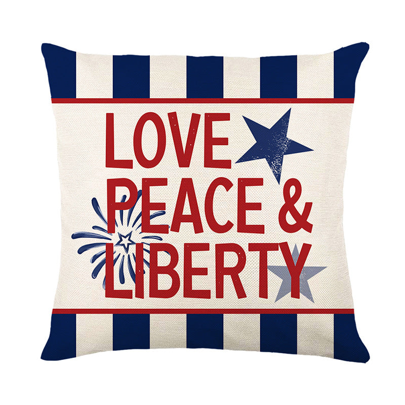 Patriotic Decorative Cotton-Linen Throw Pillow Cover