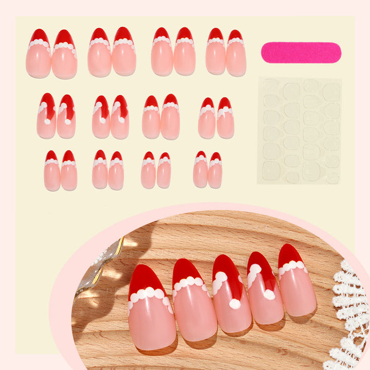 Nail art set with festive Santa motif and glitter accents Stornfield