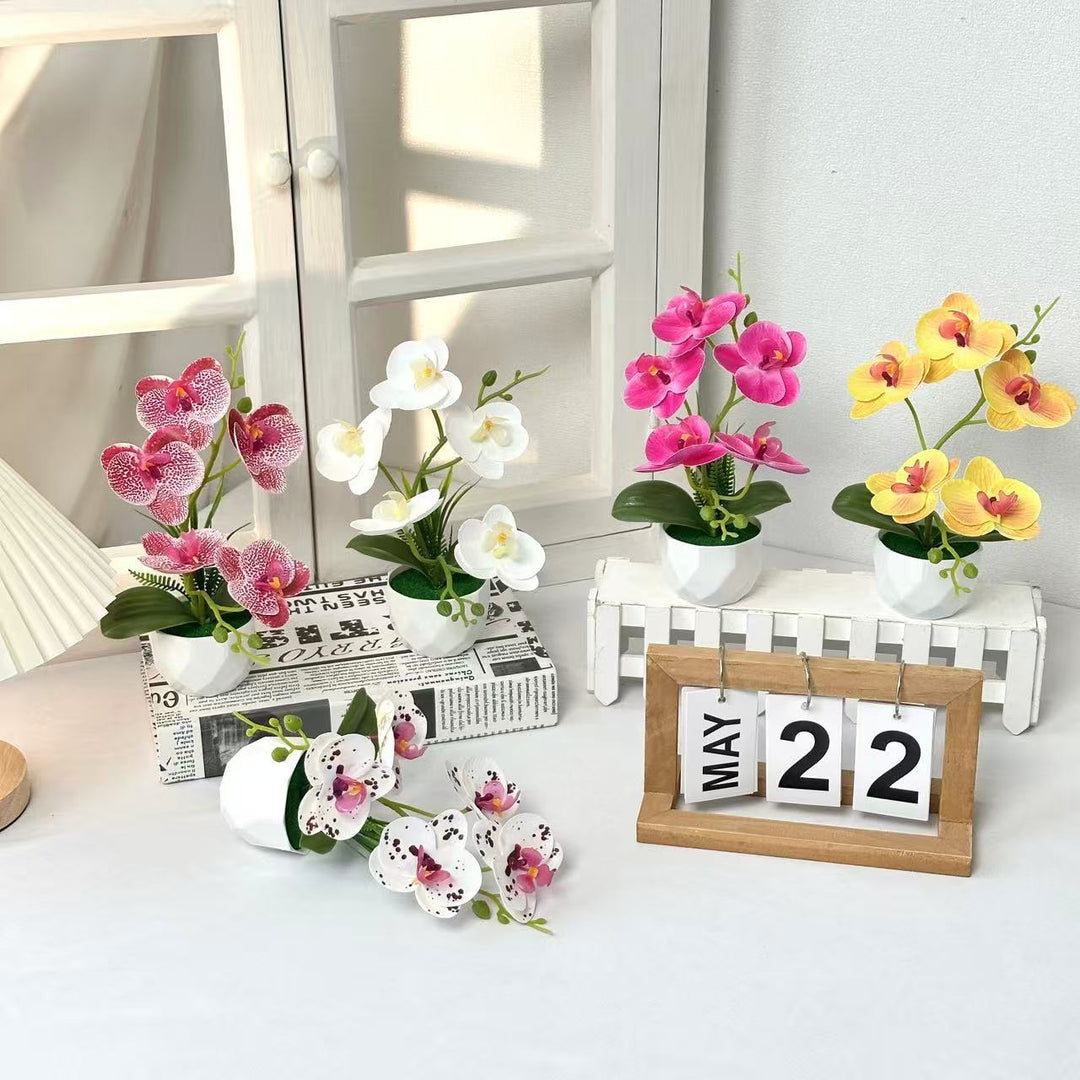 Artificial Orchid Flower Arrangement for Indoor Home Decor Display