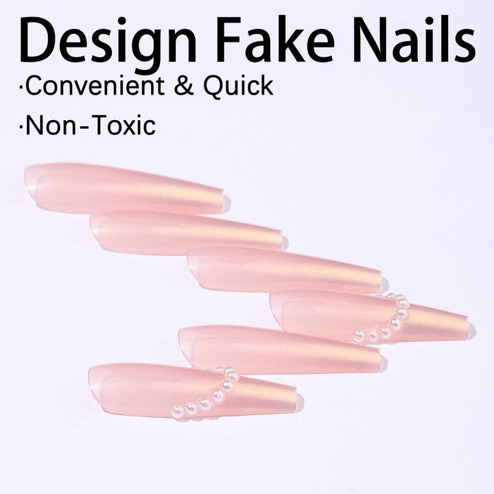 Elegant artificial nails with pearl decorations Stornfield