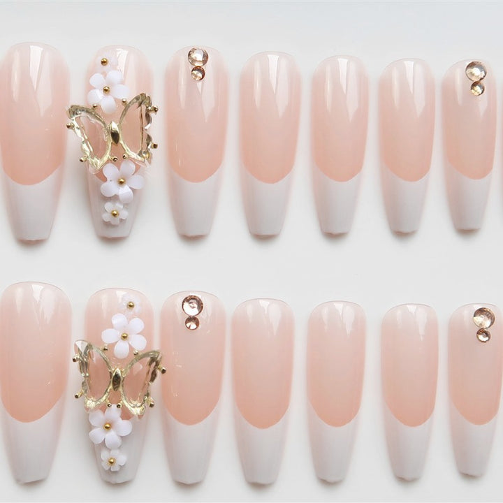 Luxury Press-On Nail Art with Floral Accents Stornfield
