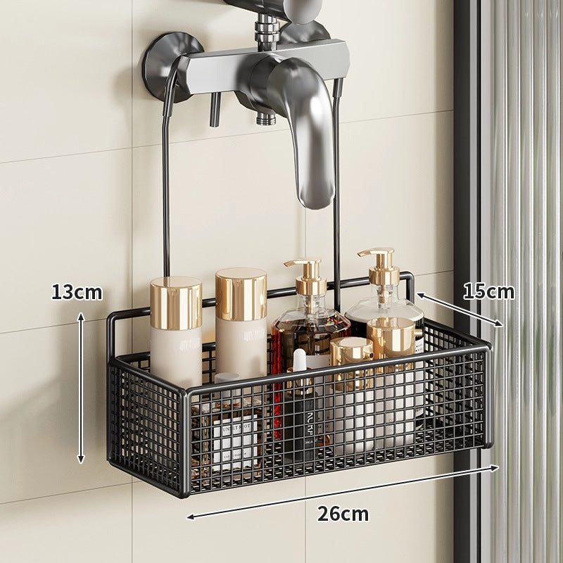 Overhead Faucet Hanging Mesh Shower Caddy with Hook Rack