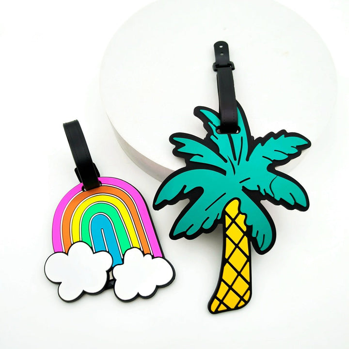 silicone rainbow-shaped luggage tag with adjustable buckle strap soft PVC travel ID tag Stornfield