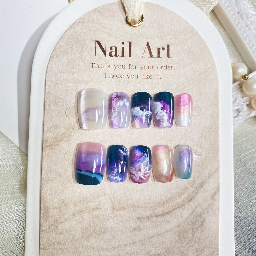 Artistic Marble-Design Press-On Nail Set