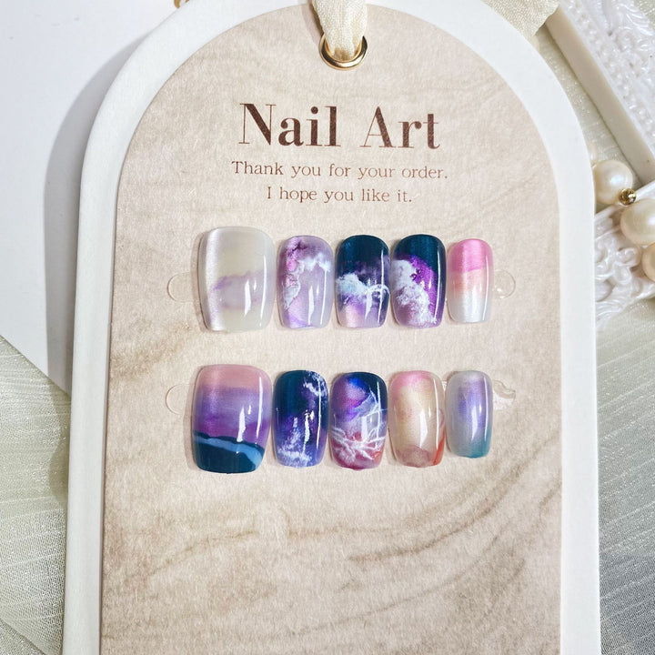 Artistic Marble-Design Press-On Nail Set