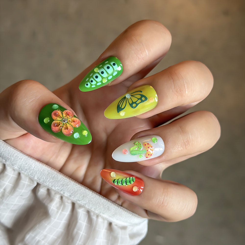 Creative Nature-Themed Press-On Nails Stornfield