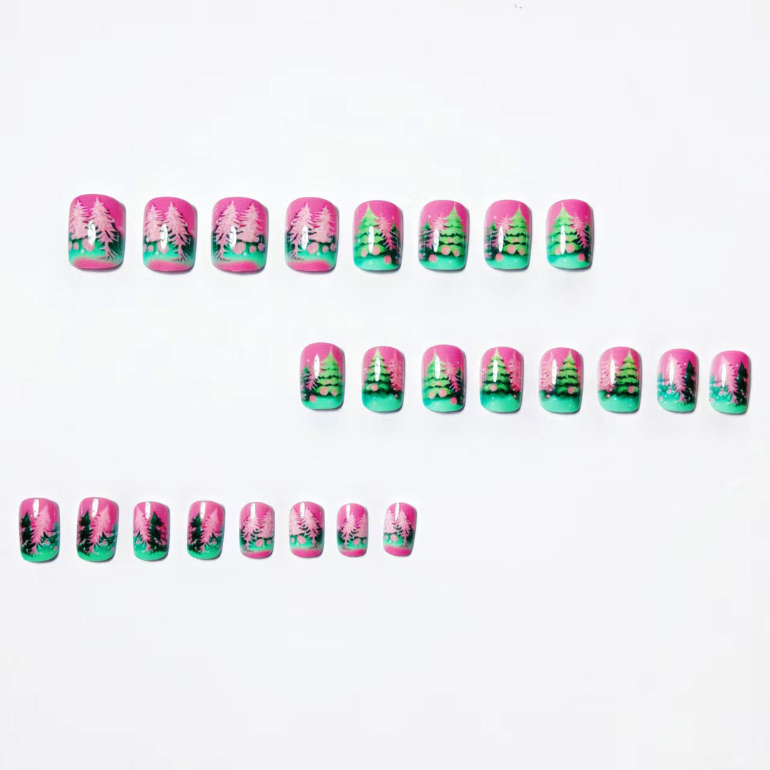 Artificial nails with festive Christmas tree design Stornfield