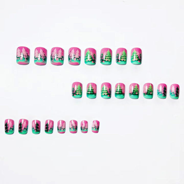 Artificial nails with festive Christmas tree design Stornfield