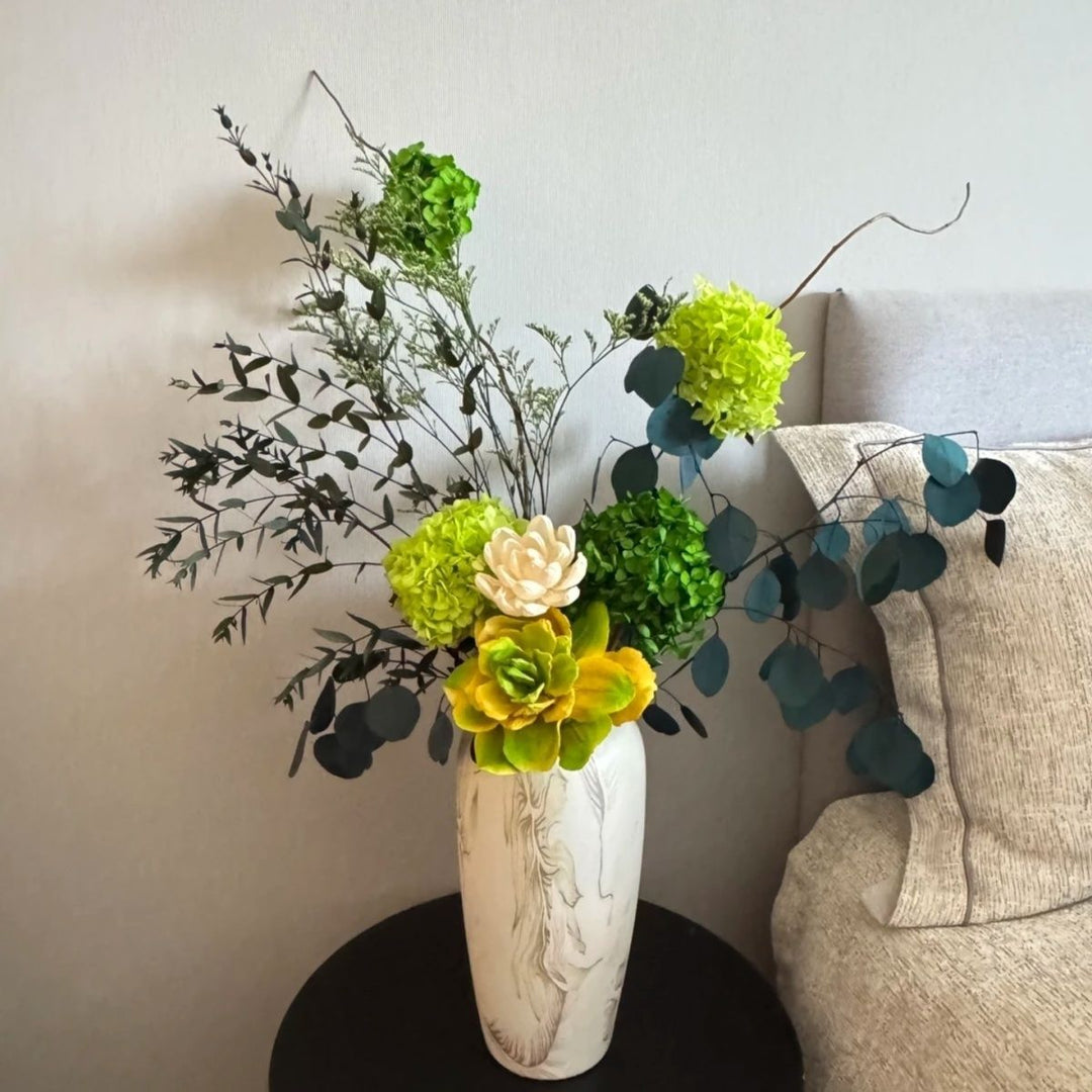 Lifelike Succulent and Floral Arrangement