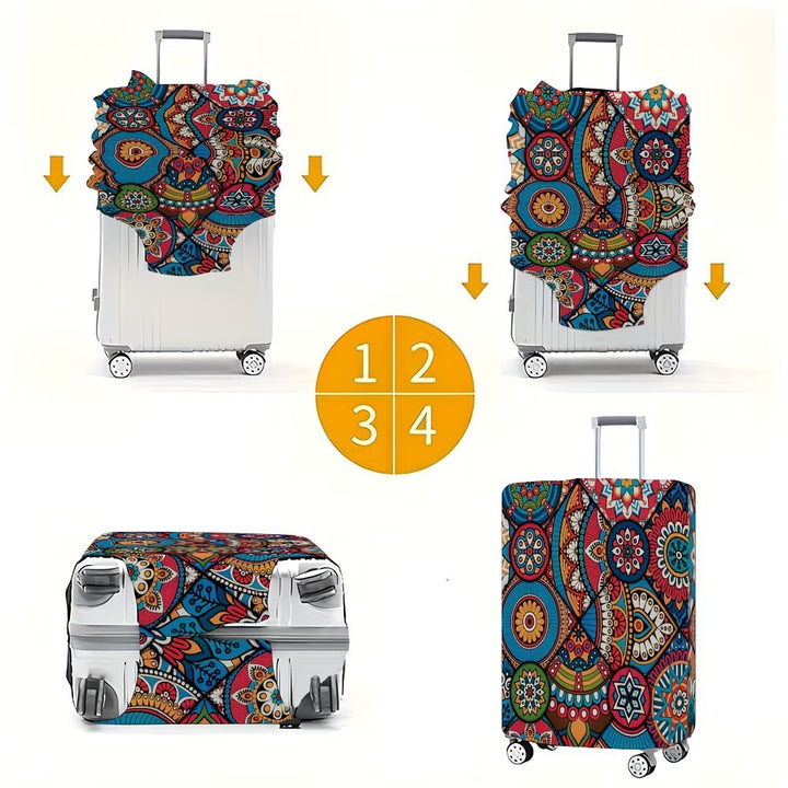 Unisex nan elastic suitcase cover with mandala pattern and telescopic handle compatibility Stornfield