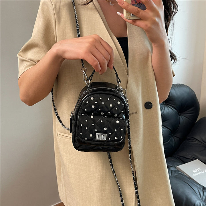 Quilted Mini Backpack with Rhinestone Accents Stornfield