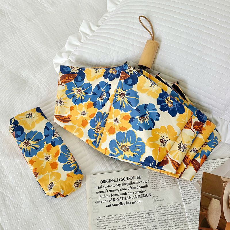 Women Folding Umbrella with Detailed Floral Design Stornfield