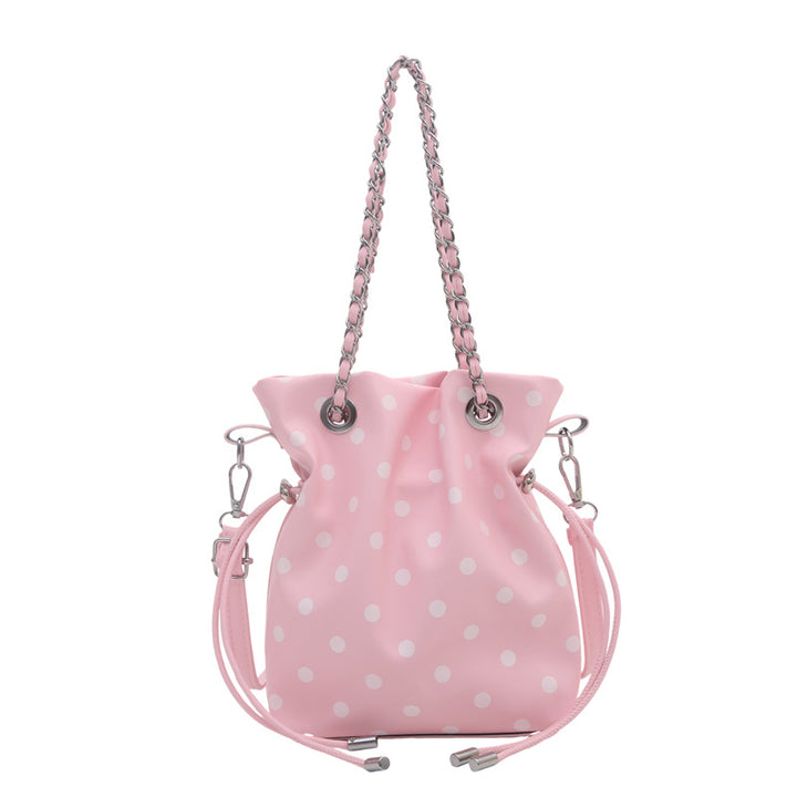 Polka Dot Drawstring Bucket Bag