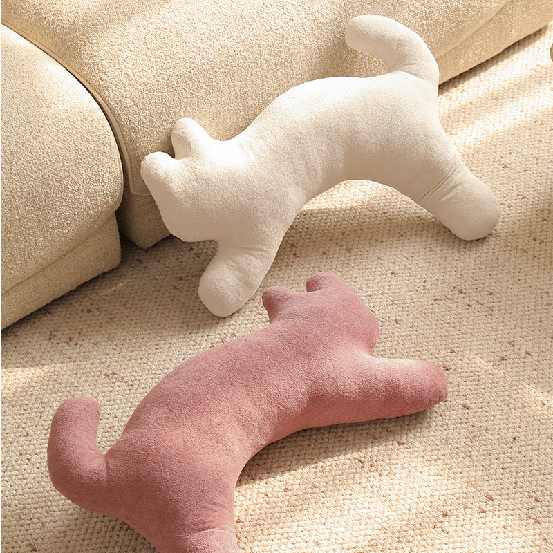 Cat-shaped neck and lumbar pillow made of soft fleece