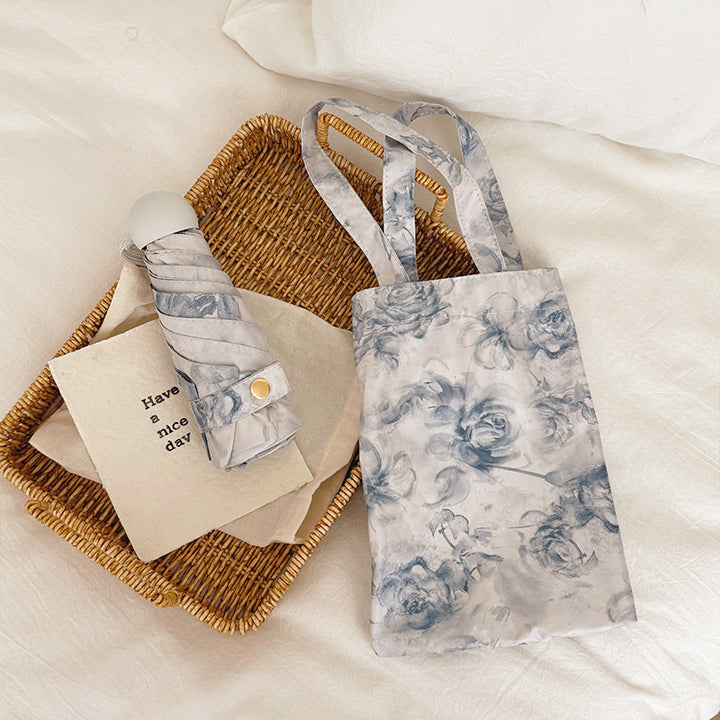 Ladies Foldable Umbrella with Floral Patterns and Carry Bag Stornfield
