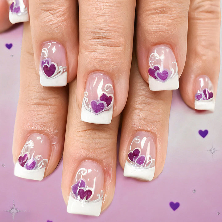 Elegant Heart-Decorated Press-On Nails Stornfield