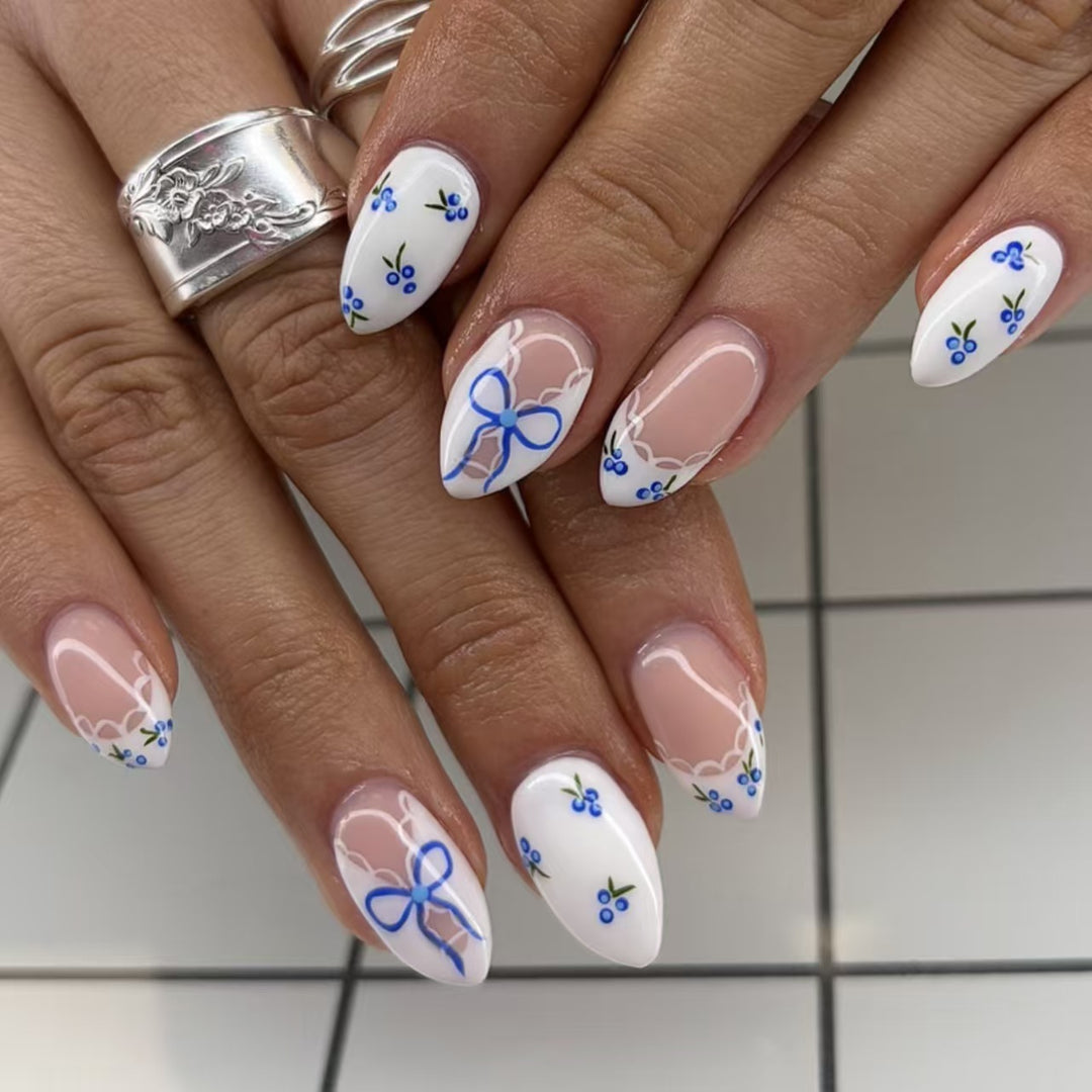 Floral Bow-Accent Press-On Nails Stornfield