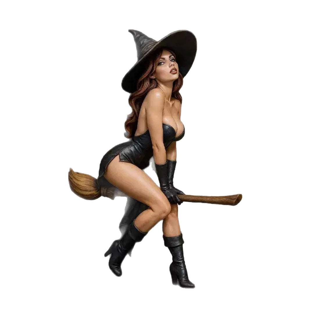Decorative witch figure with broom Stornfield