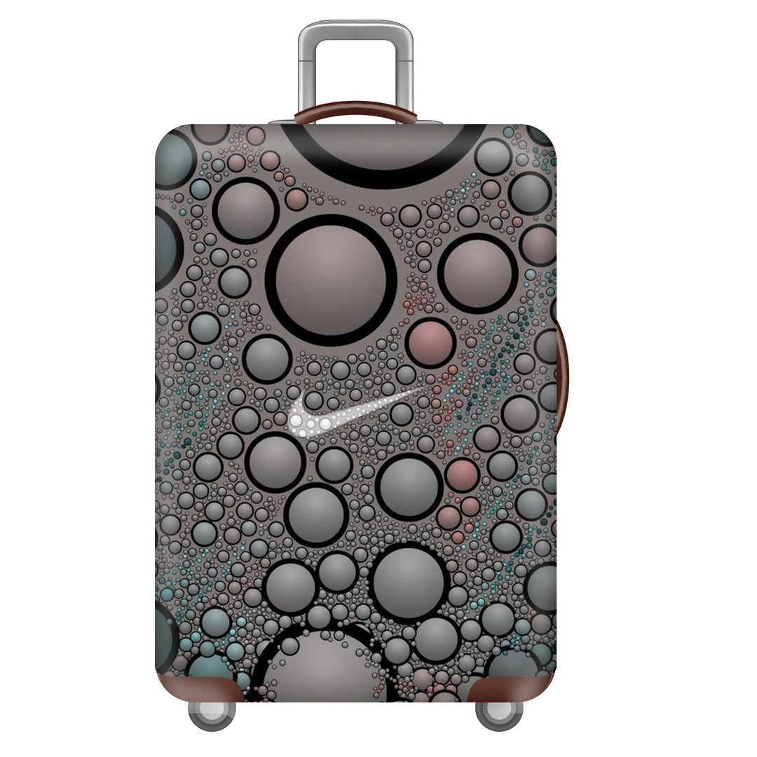 Unisex large hard shell suitcase with sturdy trolley handle and elastic motif protective cover superhero design Stornfield