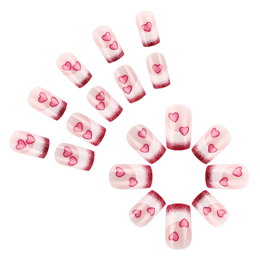 Heart-Embellished Acrylic Nail Art Set Stornfield