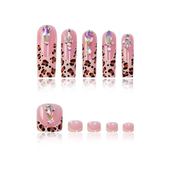 Artistic 3D Decorative Press-On Nail Set with Animal Print Accents Stornfield