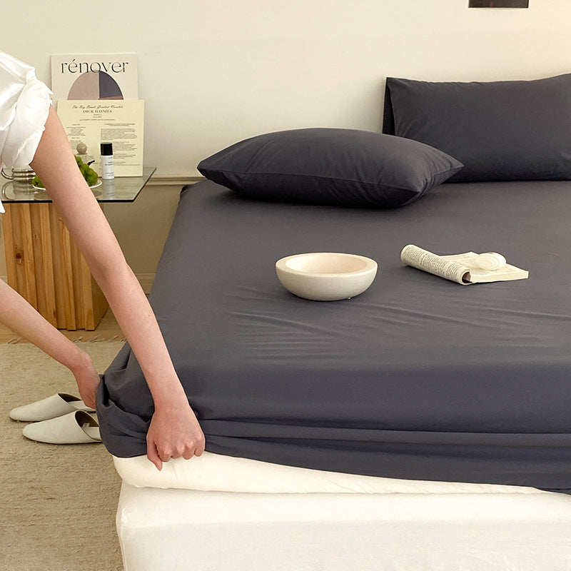 Deep-Pocket Elasticized Fitted Sheet Set with Sateen-Feel Pillowcases