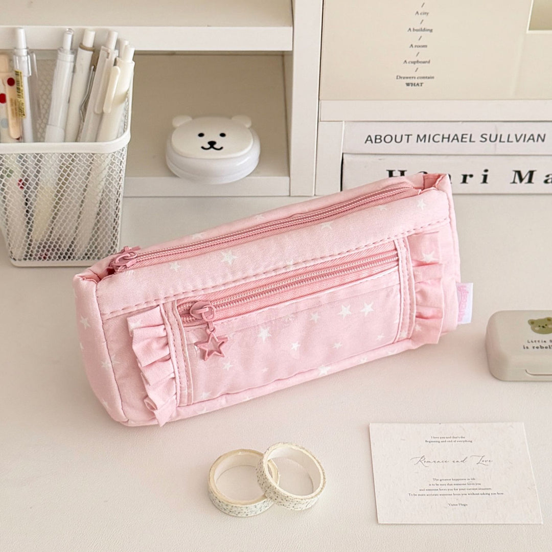 Star-Patterned Transparent Pencil Case