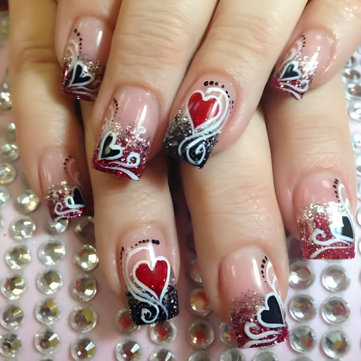 Heart-Embellished Glamorous Nail Art Set Stornfield