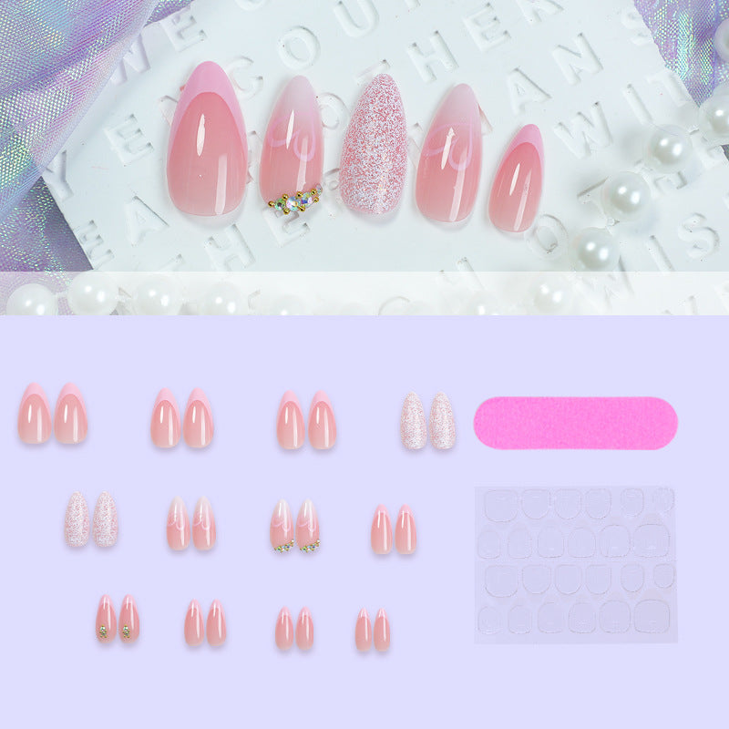 Decorative Press-On Nail Set with Elegant Gradient Designs Stornfield