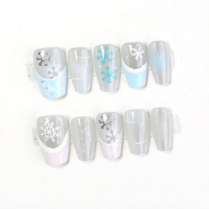 Elegant Snowflake Design Press-On Nail Set Stornfield