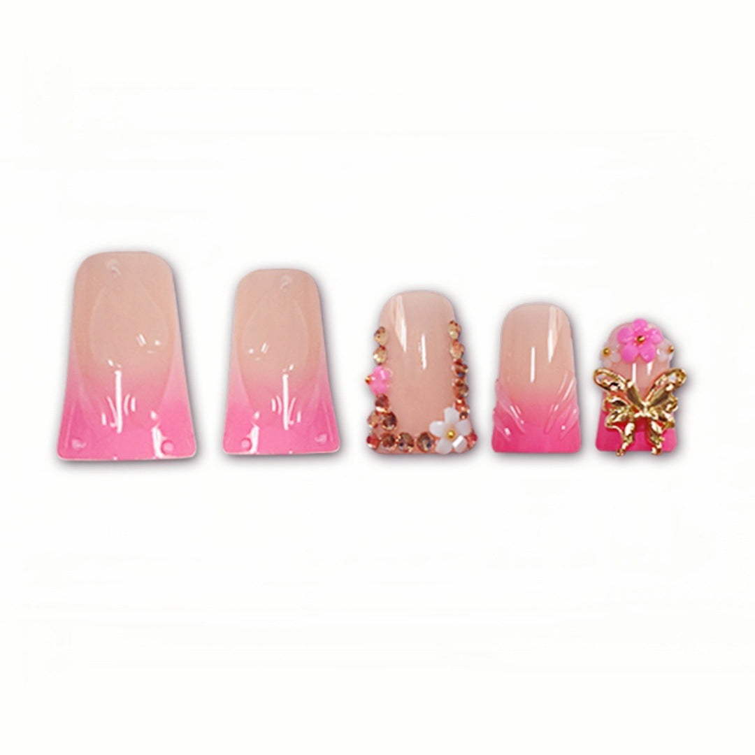 Artistic Long Nail Extensions with Floral Accents Stornfield