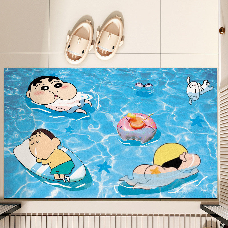 Cartoon Underwater-Themed Bath Mat