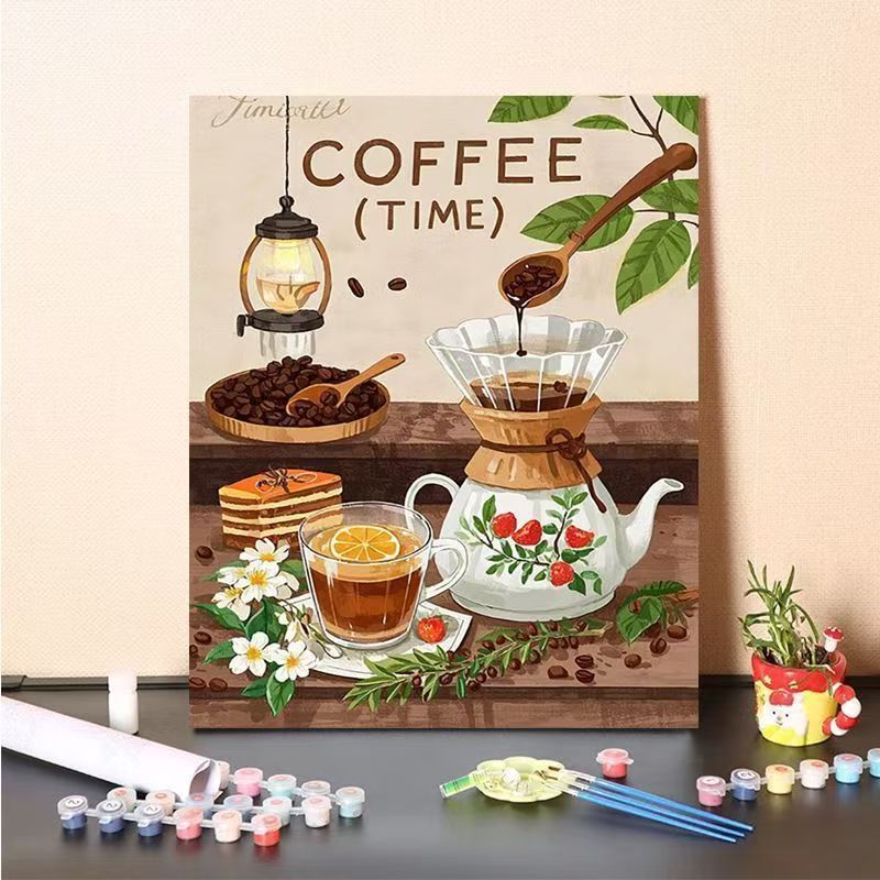 Coffee-Themed Paint by Numbers Canvas Art Kit Stornfield