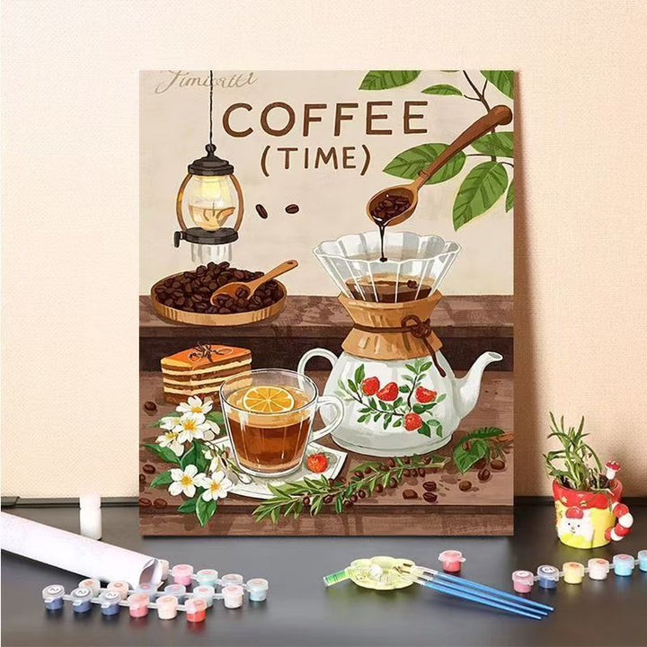 Coffee-Themed Paint by Numbers Canvas Art Kit Stornfield