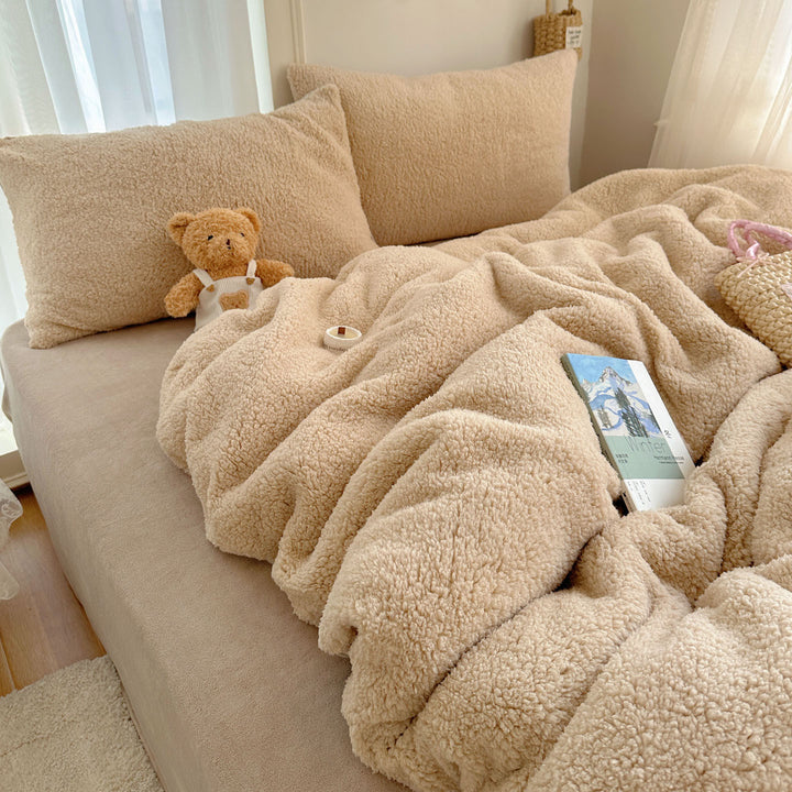 Plush Sherpa Reversible Duvet Comforter with Matching Pillow Shams