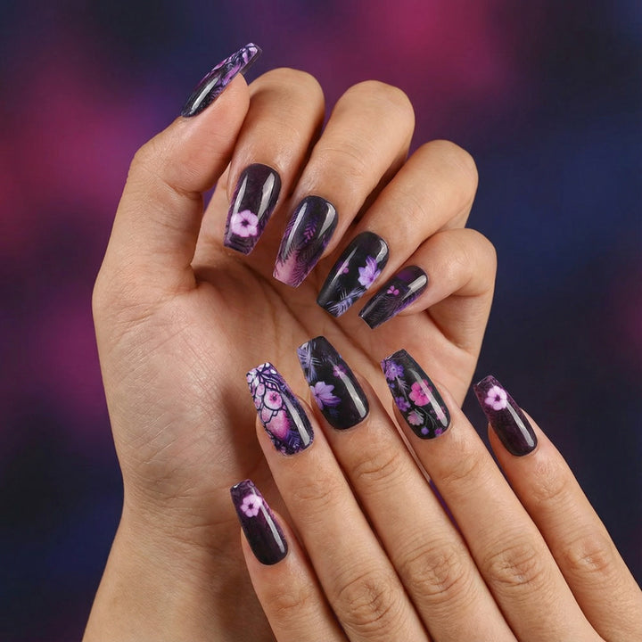 Artificial nails with floral pattern Stornfield