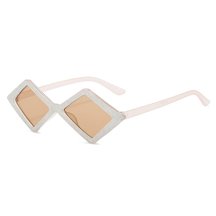 Ladies futuristic, geometric sunglasses with glittering frame Stornfield