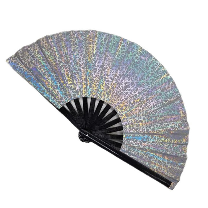 Ladies fan made of lightweight fabric with colorful geometric design Stornfield