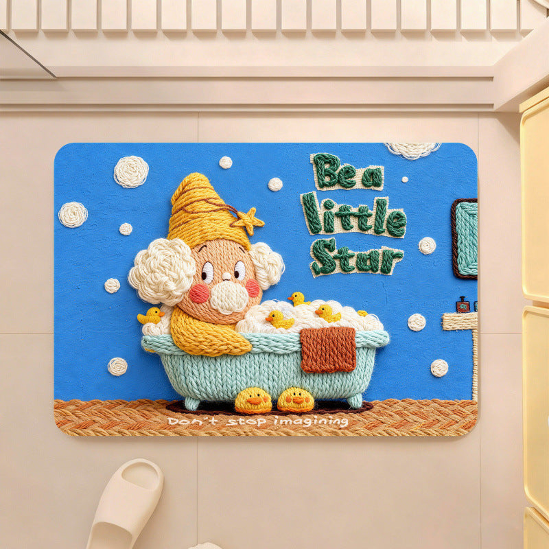 Cute Cartoon-Themed Plush Area Mat