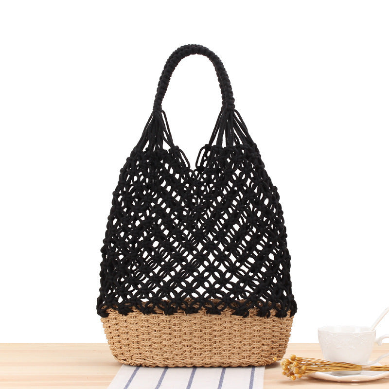 Hand-knotted tote bag with elegant net design Stornfield