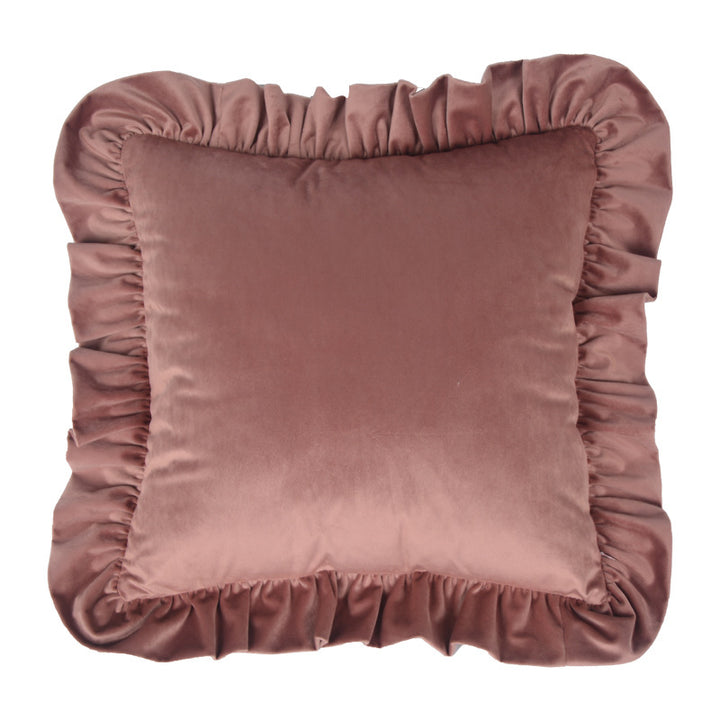 Plush Velvet Ruffled Rectangular Pillow Sham with Hidden Zipper