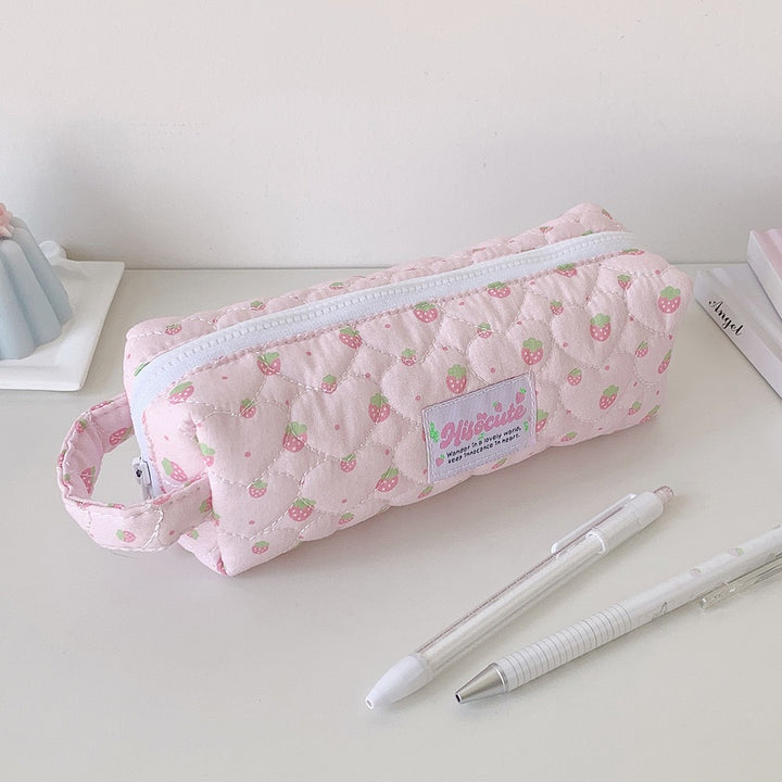 Strawberry Print Quilted Pencil Case Stornfield