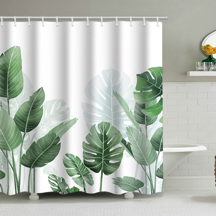 Tropical Leaf Print Shower Curtain Stornfield