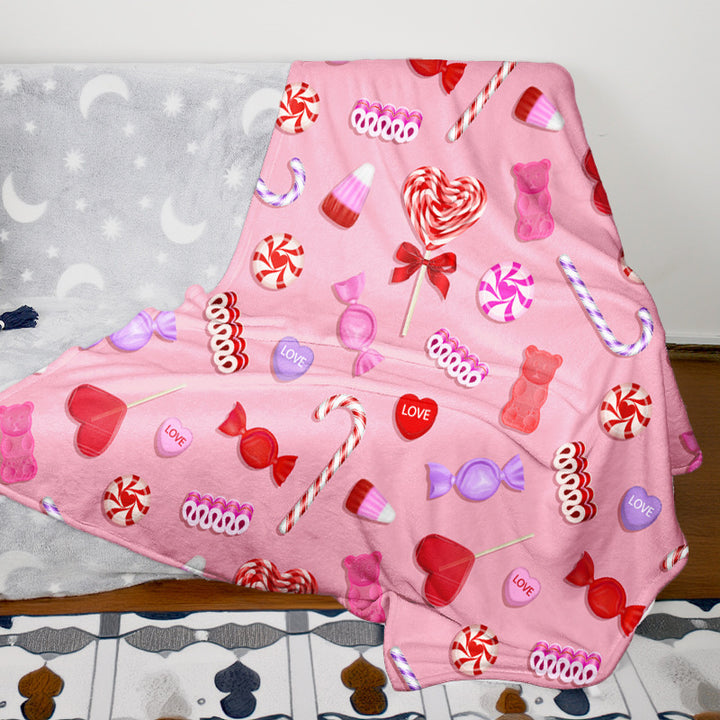 Heart Pattern Fleece Throw Blanket