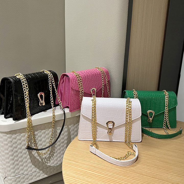 Elegant Crocodile-Texture Shoulder Handbag