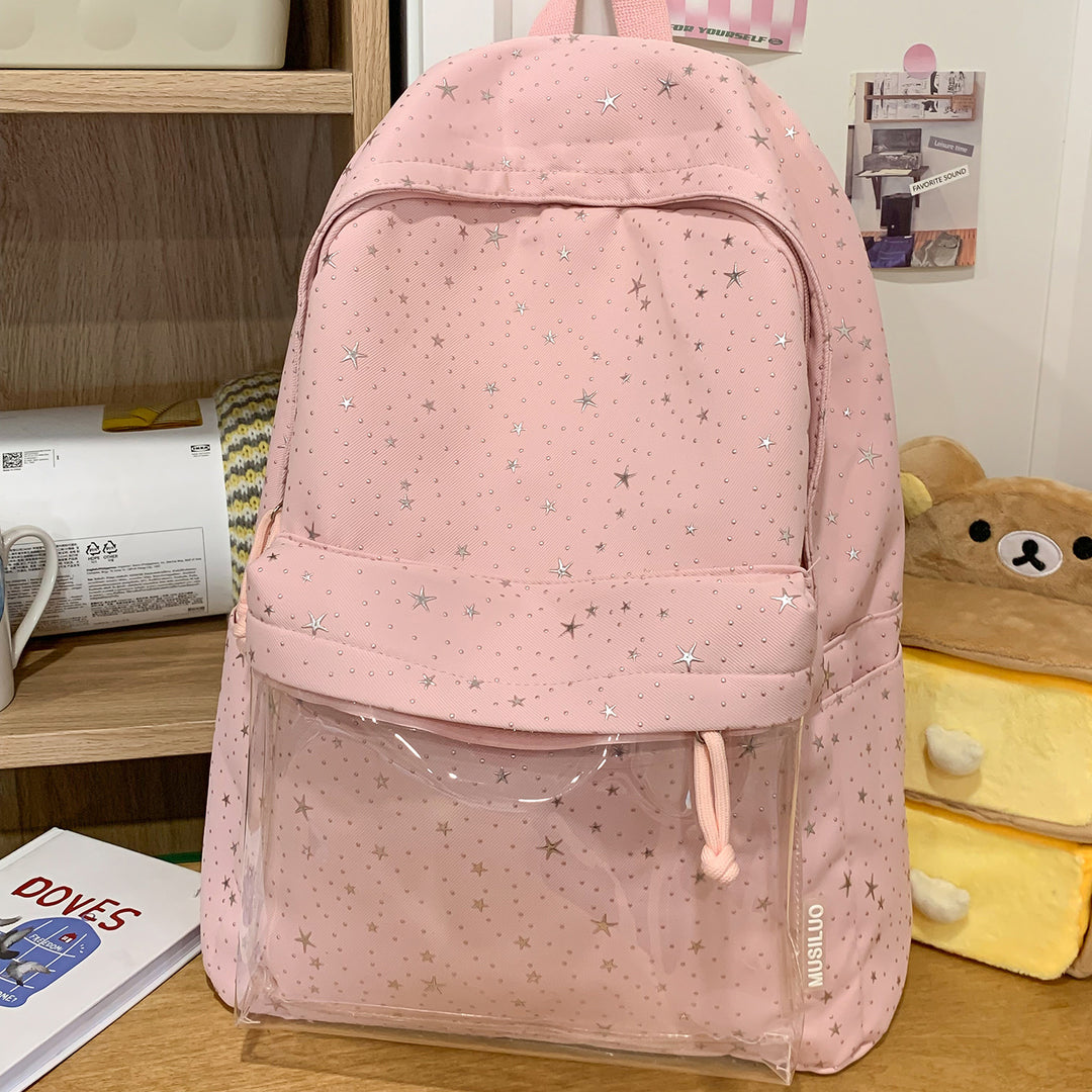 Transparent Pocket Star-Printed Backpack Stornfield