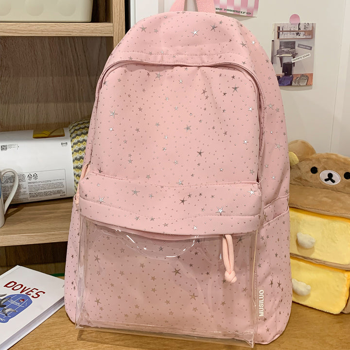 Transparent Pocket Star-Printed Backpack Stornfield
