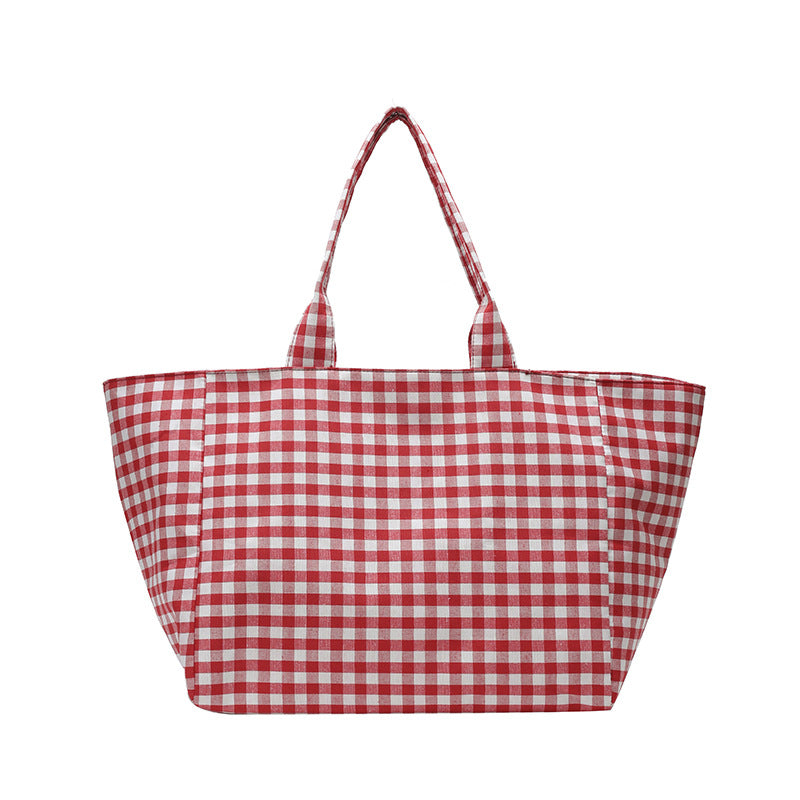 Stylish Gingham Patterned Beach Tote