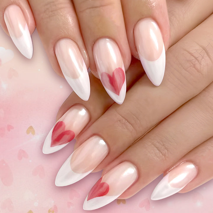 Heart-Embellished Stiletto Press-On Nails Stornfield